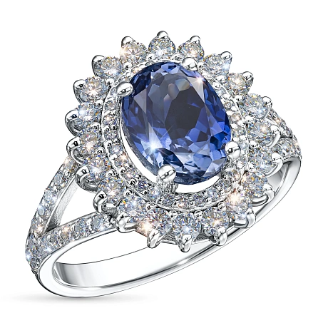 Кольцо из белого золота с сапфиром