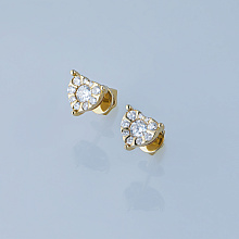 Пусеты из желтого золота с бриллиантами (изготовление)