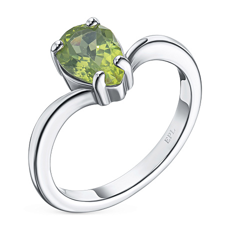 Помолвочное кольцо из серебра с хризолитом