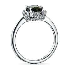 Кольцо из белого золота с хромдиопсидом и бриллиантами