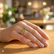 Классическое кольцо из серебра с хризолитом