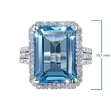 Кольцо из белого золота с топазом и бриллиантами