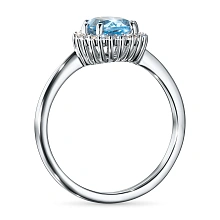 Кольцо из белого золота с топазом и бриллиантами