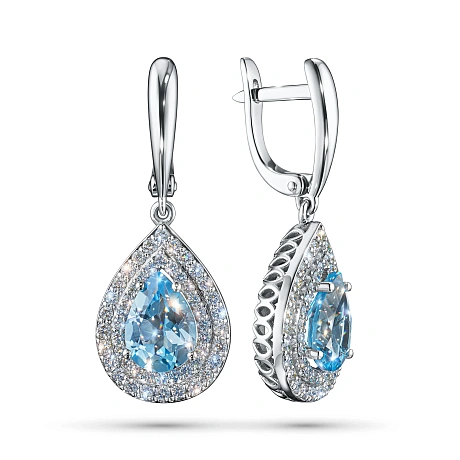 Серьги из белого золота с топазами