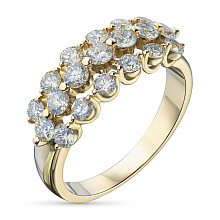 Классическое кольцо из желтого золота c бриллиантами выращенными