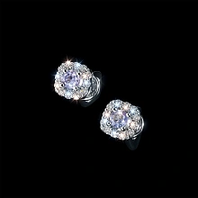 Пусеты из серебра с танзанитами и бриллиантами