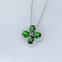 Подвеска из белого золота с бриллиантами и хромдиопсидами (изготовление)