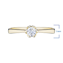 Классическое кольцо из желтого золота с бриллиантом