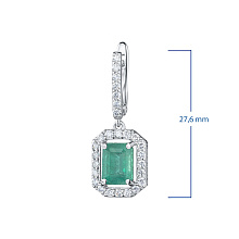 Серьги из белого золота с изумрудом и бриллиантом (изготовление)