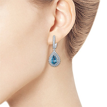 Серьги из белого золота с топазами и бриллиантами (изготовление)