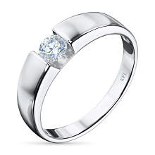 Классическое кольцо из белого золота с бриллиантом