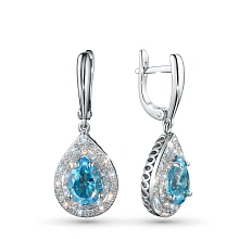 Серьги из белого золота с топазами и бриллиантами