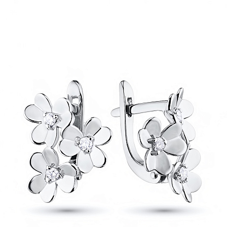 Серьги из белого золота с бриллиантами