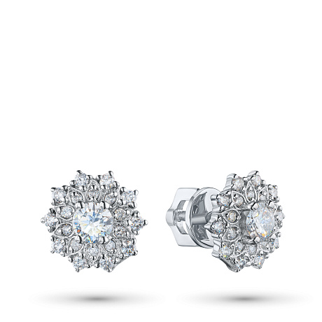 Пусеты из белого золота с бриллиантами