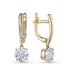 Серьги из желтого золота с бриллиантом