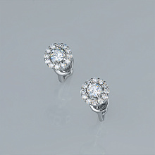 Пусеты из серебра c бриллиантами