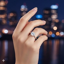 Классическое кольцо из белого золота с бриллиантом