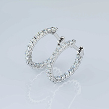 Серьги из белого золота c бриллиантами выращенными