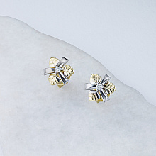 Пусеты из комбинированного золота с бриллиантами (изготовление)