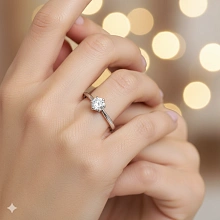 Помолвочное кольцо из серебра с бриллиантом