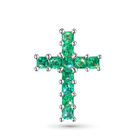 Подвеска из белого золота с изумрудами