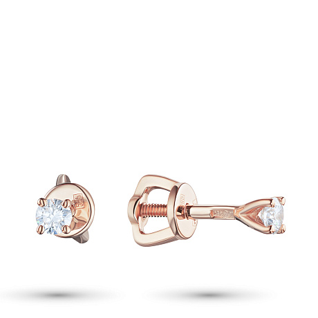 Пусеты из красного золота с бриллиантами