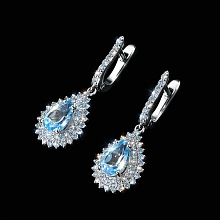 Серьги из белого золота с топазами и бриллиантами