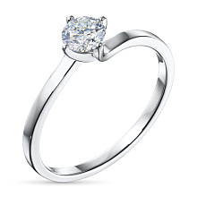 Классическое кольцо из белого золота с бриллиантом