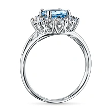 Кольцо из белого золота с топазом и бриллиантами