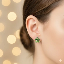 Пусеты из серебра с хромдиопсидами (изготовление)