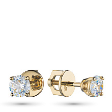 Пусеты из желтого золота с бриллиантом