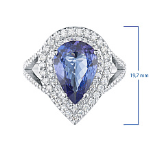 Кольцо из белого золота с топазом и бриллиантами (изготовление)