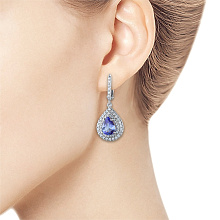 Серьги из белого золота с топазами и бриллиантами (изготовление)