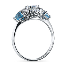 Кольцо из белого золота с и топазами и бриллиантами