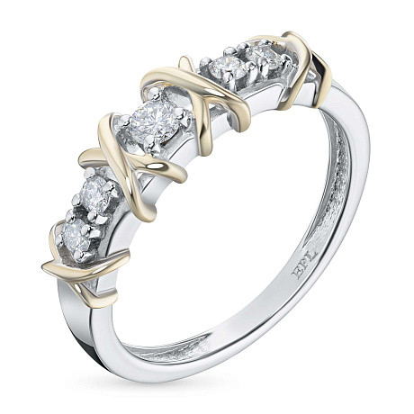 Кольцо из комбинированного золота с бриллиантами