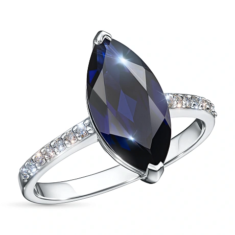 Кольцо из белого золота с и сапфиром