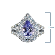 Кольцо из белого золота с танзанитом и бриллиантами выращенными