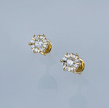 Пусеты из желтого золота с бриллиантами (изготовление)