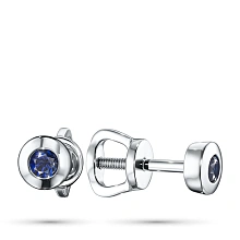 Пусеты из серебра с сапфирами