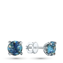 Пусеты из серебра с топазами