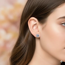 Пусеты из серебра с танзанитами и бриллиантами