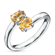 Кольцо из серебра с цитринами