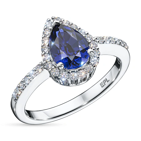 Кольцо из белого золота с сапфиром