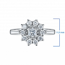 Классическое кольцо из белого золота c бриллиантами
