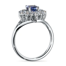 Кольцо из белого золота с танзанитом и бриллиантами