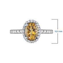 Кольцо из белого золота с цитрином и бриллиантами (изготовление)
