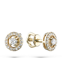 Пусеты из желтого золота c бриллиантами