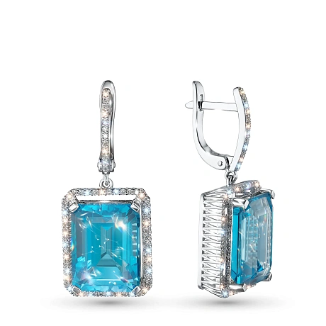 Серьги из белого золота с топазами