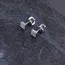 Пусеты из белого золота с бриллиантом (изготовление)