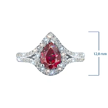 Кольцо из белого золота с рубином и бриллиантами